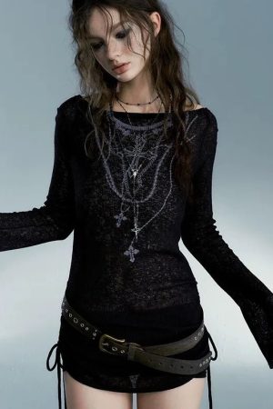 New Style Trends - Dark Crucifix Alt Long Sleeve Top - Outfit Ideas