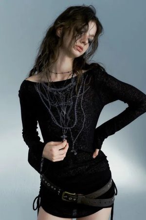 New Style Trends - Dark Crucifix Alt Long Sleeve Top - Outfit Ideas