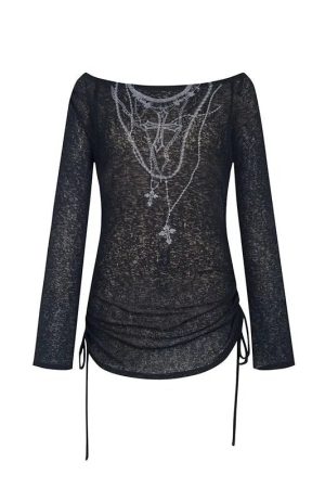 New Style Trends - Dark Crucifix Alt Long Sleeve Top - Outfit Ideas