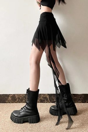 New Style Trends - Dark Enchantment Alt Goth Layered Skirt - Outfit Ideas
