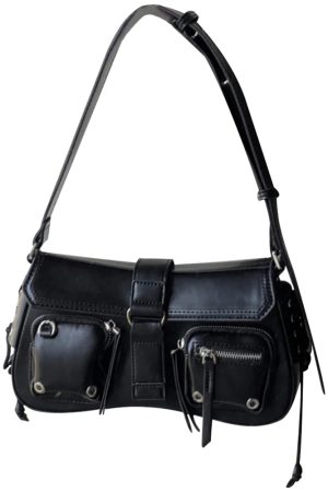 New Style Trends - Dark Mode Pocket Edgy Shoulder Bag - Outfit Ideas
