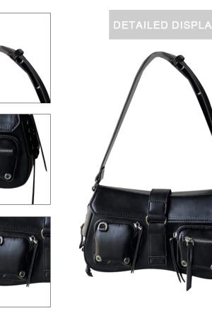 New Style Trends - Dark Mode Pocket Edgy Shoulder Bag - Outfit Ideas