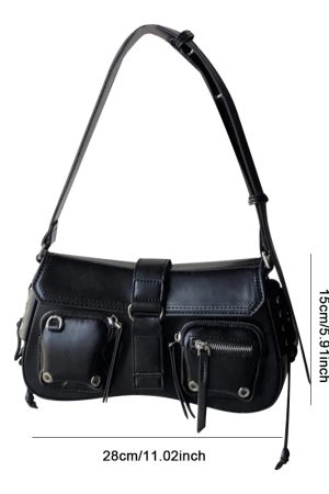 New Style Trends - Dark Mode Pocket Edgy Shoulder Bag - Outfit Ideas