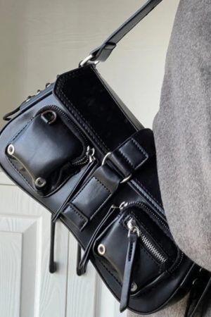 New Style Trends - Dark Mode Pocket Edgy Shoulder Bag - Outfit Ideas
