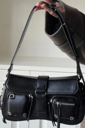 New Style Trends - Dark Mode Pocket Edgy Shoulder Bag - Outfit Ideas