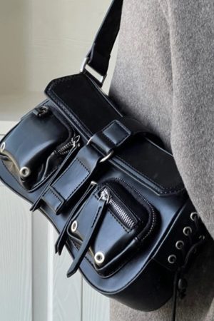 New Style Trends - Dark Mode Pocket Edgy Shoulder Bag - Outfit Ideas