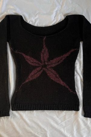 New Style Trends - Dark Retro Floral Off-Shoulder Sweater - Outfit Ideas