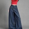 New Style Trends - Dark Wash Wide-Leg Y2k Denim Jeans - Outfit Ideas