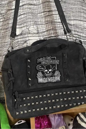 New Style Trends - Dead Conviction Studded Y2k Shoulder Bag - Outfit Ideas