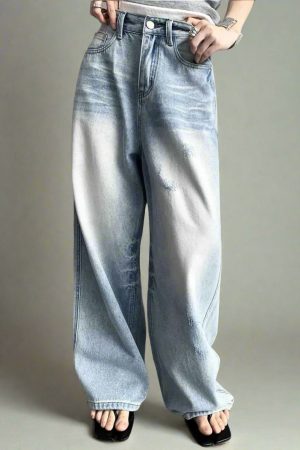 New Style Trends - Distressed Light-Wash Y2k Wide-Leg Jeans - Outfit Ideas
