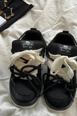 New Style Trends - Dualcore Lace-Up Edgy Chunky Sneakers - Outfit Ideas