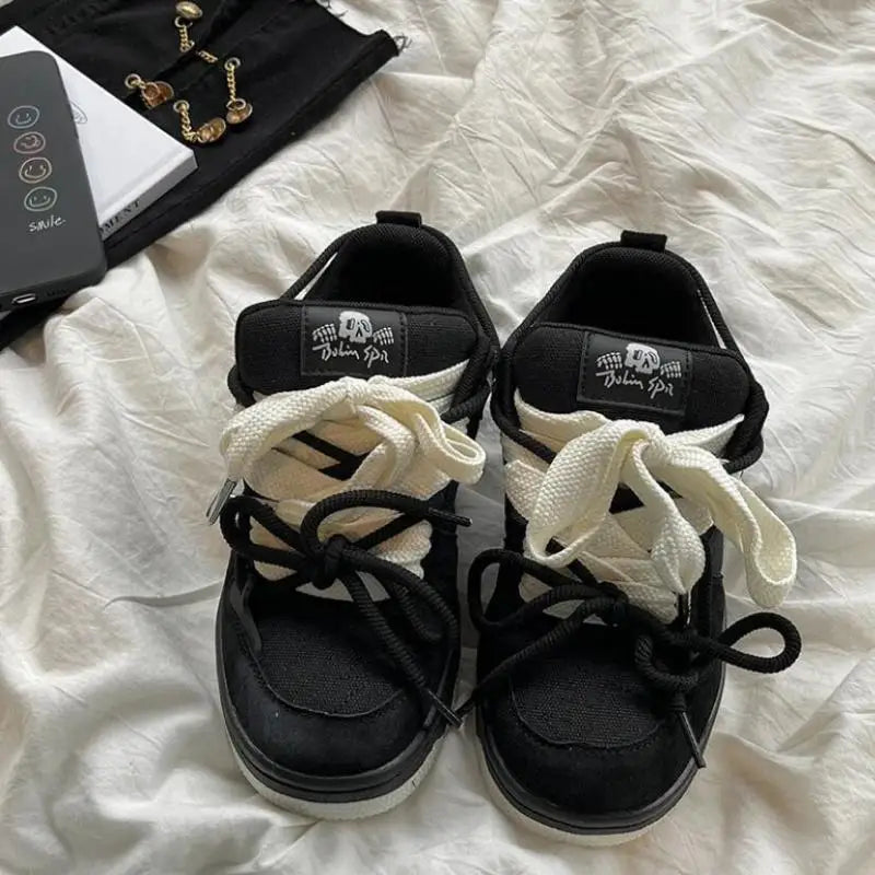 New Style Trends - Dualcore Lace-Up Edgy Chunky Sneakers - Outfit Ideas