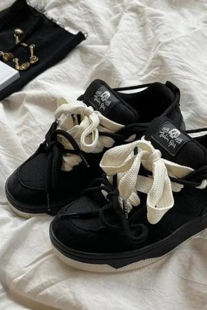 New Style Trends - Dualcore Lace-Up Edgy Chunky Sneakers - Outfit Ideas