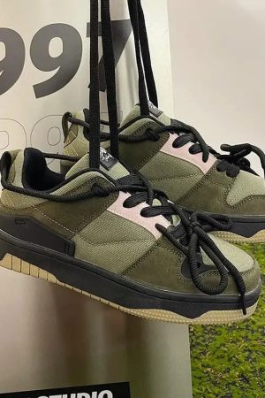 New Style Trends - Dualcore Lace-Up Edgy Chunky Sneakers - Outfit Ideas