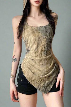 New Style Trends - Dune Drifter Y2k Hooded Top - Outfit Ideas