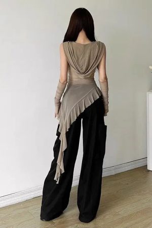 New Style Trends - Dune Mirage Draped Y2k Top - Outfit Ideas