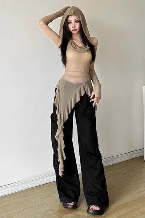New Style Trends - Dune Mirage Draped Y2k Top - Outfit Ideas