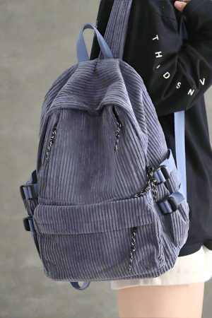 New Style Trends - Dusty Violet Corduroy Retro Backpack - Outfit Ideas
