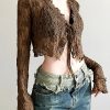 New Style Trends - Edgy Brown Lace V-neck Shirt - Outfit Ideas