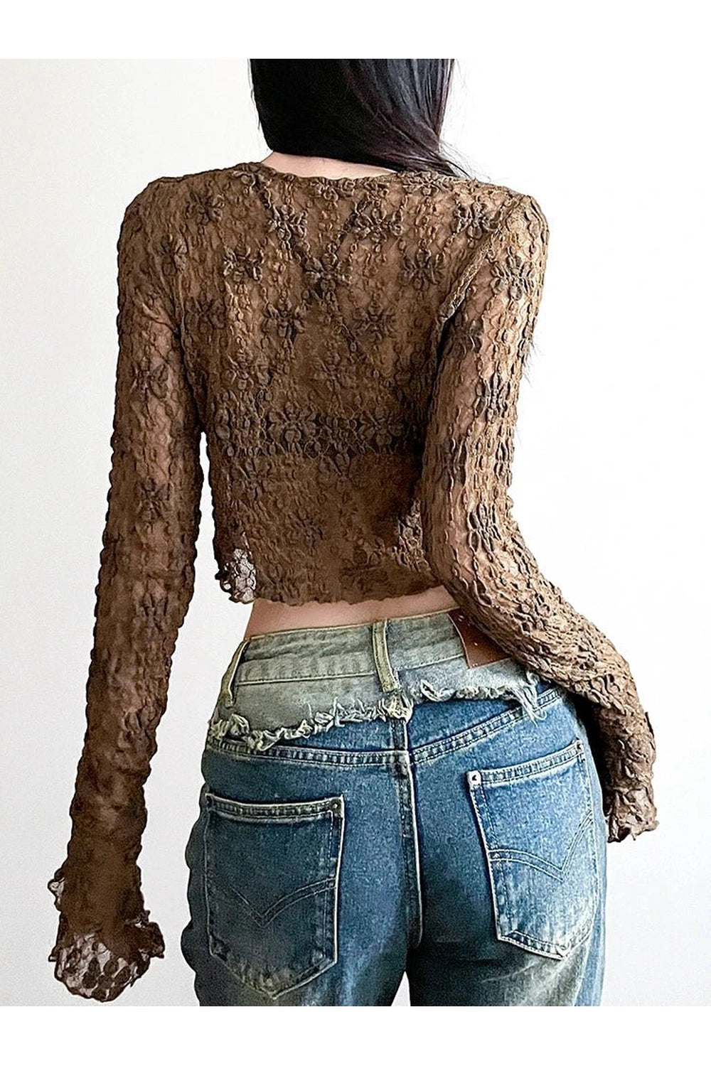 New Style Trends - Edgy Brown Lace V-neck Shirt - Outfit Ideas