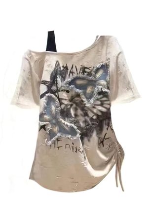 New Style Trends - Edgy Butterfly Asymmetrical T-Shirt - Outfit Ideas