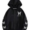 New Style Trends - Edgy Fall Gothic Butterfly Zip-Up Hoodie - Outfit Ideas