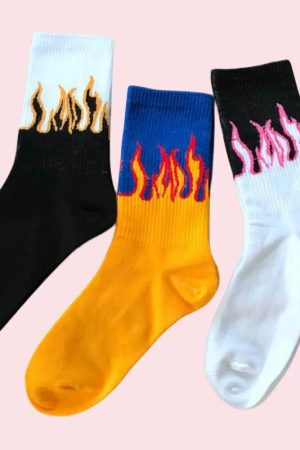 New Style Trends - Edgy Flame Street Skateboard Socks - Outfit Ideas