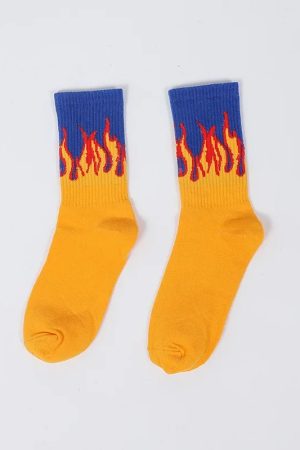 New Style Trends - Edgy Flame Street Skateboard Socks - Outfit Ideas