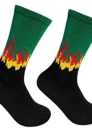 New Style Trends - Edgy Flame Street Skateboard Socks - Outfit Ideas