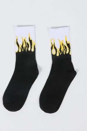 New Style Trends - Edgy Flame Street Skateboard Socks - Outfit Ideas