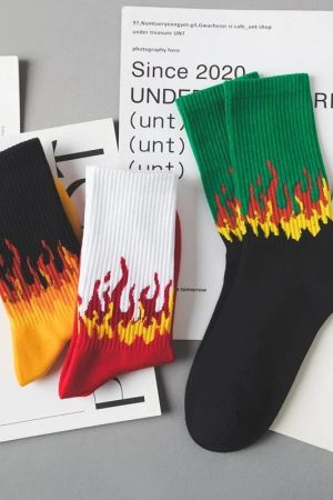 New Style Trends - Edgy Flame Street Skateboard Socks - Outfit Ideas