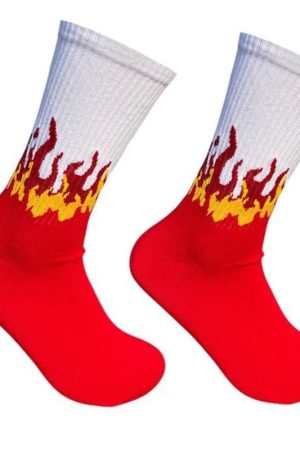 New Style Trends - Edgy Flame Street Skateboard Socks - Outfit Ideas