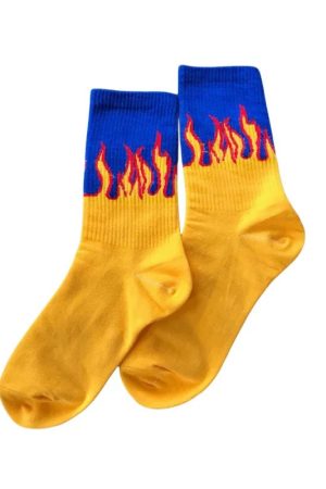 New Style Trends - Edgy Flame Street Skateboard Socks - Outfit Ideas
