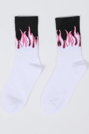 New Style Trends - Edgy Flame Street Skateboard Socks - Outfit Ideas