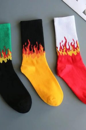 New Style Trends - Edgy Flame Street Skateboard Socks - Outfit Ideas