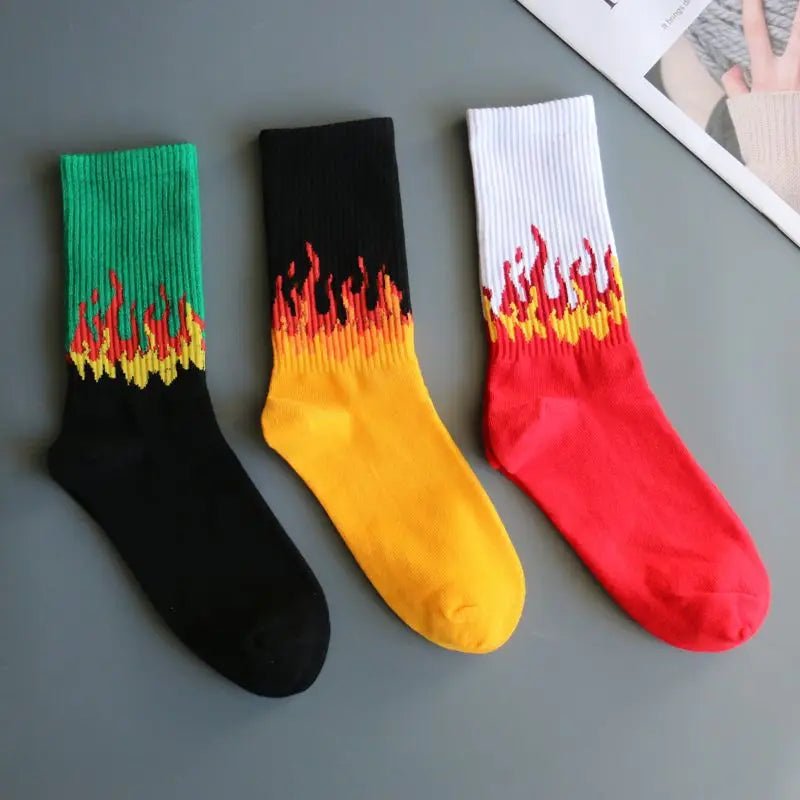 New Style Trends - Edgy Flame Street Skateboard Socks - Outfit Ideas