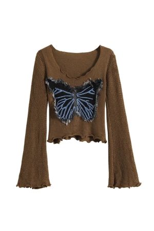 New Style Trends - Edgy Frayed Butterfly Bell Sleeve Top - Outfit Ideas