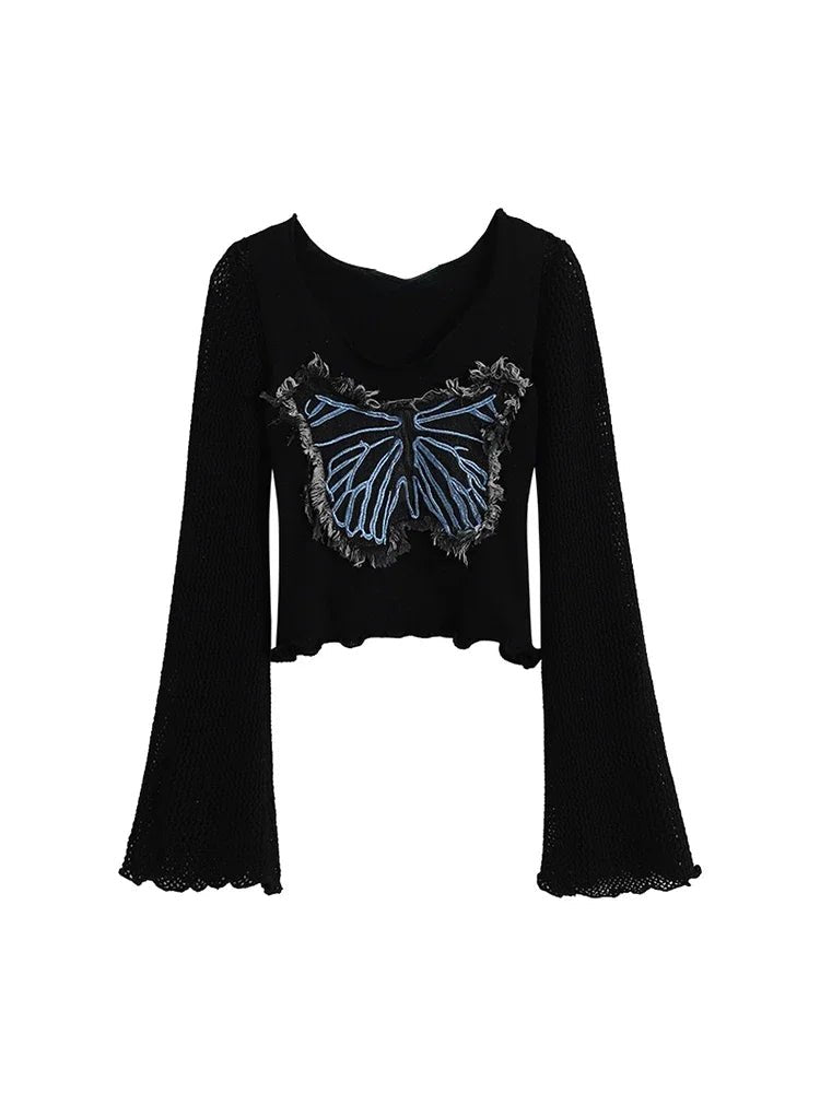 New Style Trends - Edgy Frayed Butterfly Bell Sleeve Top - Outfit Ideas New Style Trends - Edgy Frayed Butterfly Bell Sleeve Top - Outfit Ideas