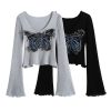 New Style Trends - Edgy Frayed Butterfly Bell Sleeve Top - Outfit Ideas