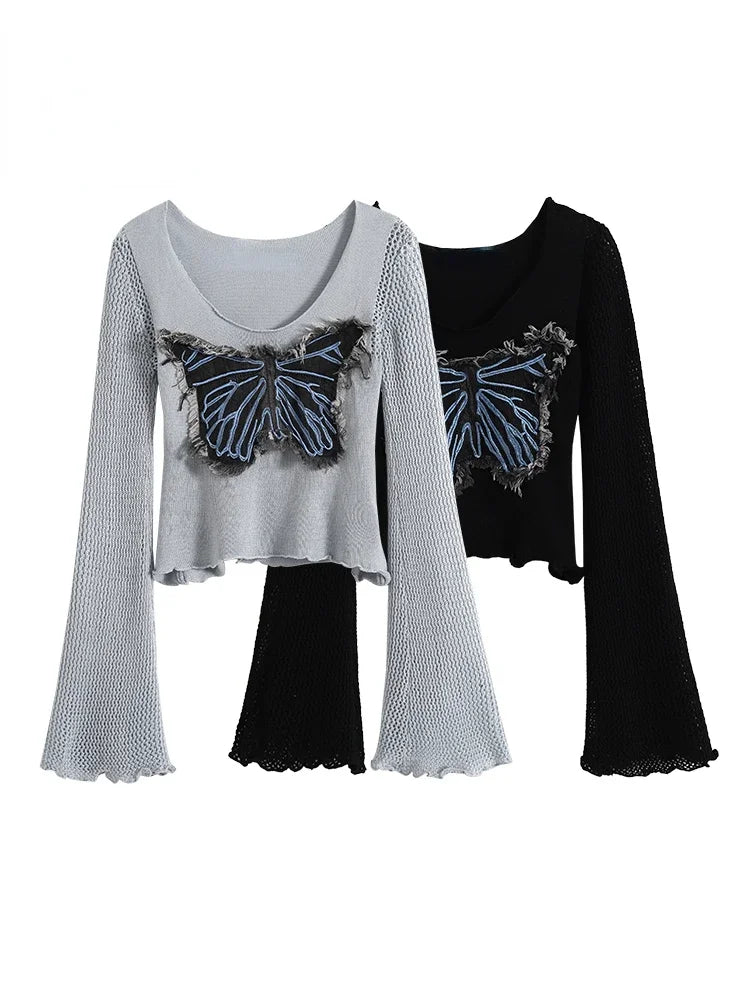 New Style Trends - Edgy Frayed Butterfly Bell Sleeve Top - Outfit Ideas New Style Trends - Edgy Frayed Butterfly Bell Sleeve Top - Outfit Ideas