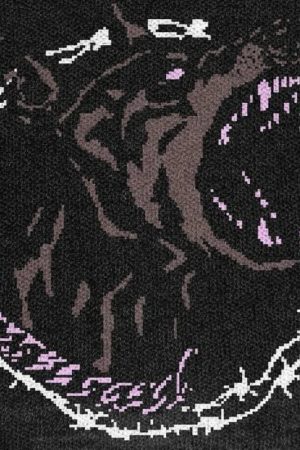 New Style Trends - Edgy Midnight Howl Graphic Sweater - Outfit Ideas