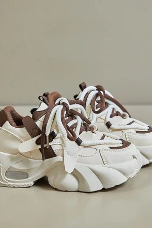 New Style Trends - Edgy Mocha Swirl Chunky Sneakers - Outfit Ideas