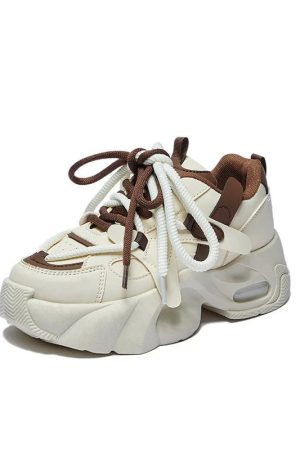 New Style Trends - Edgy Mocha Swirl Chunky Sneakers - Outfit Ideas