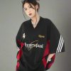 New Style Trends - Edgy Oversized Varsity Sport Jersey Top - Outfit Ideas