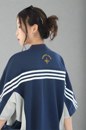 New Style Trends - Edgy Oversized Varsity Sport Jersey Top - Outfit Ideas