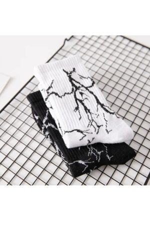 New Style Trends - Edgy Thunderstrike Lightning Socks - Outfit Ideas