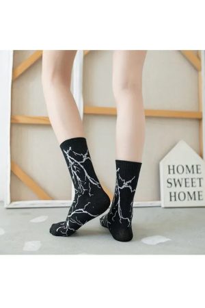 New Style Trends - Edgy Thunderstrike Lightning Socks - Outfit Ideas