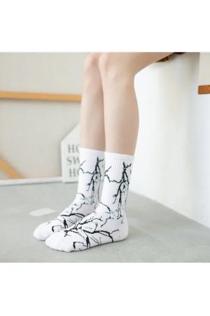 New Style Trends - Edgy Thunderstrike Lightning Socks - Outfit Ideas