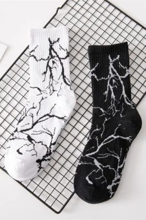 New Style Trends - Edgy Thunderstrike Lightning Socks - Outfit Ideas