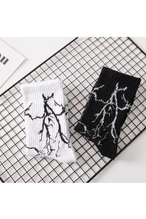 New Style Trends - Edgy Thunderstrike Lightning Socks - Outfit Ideas
